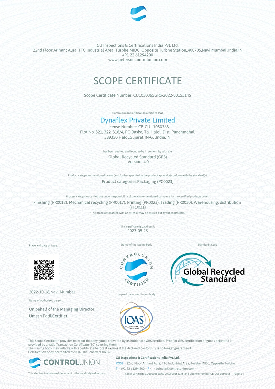 Certificate of GRS 2022-09-24 : 2023-09-23