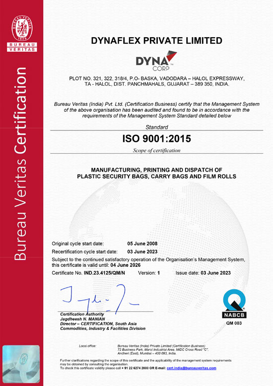 Certificate of ISO 9001 : 2015